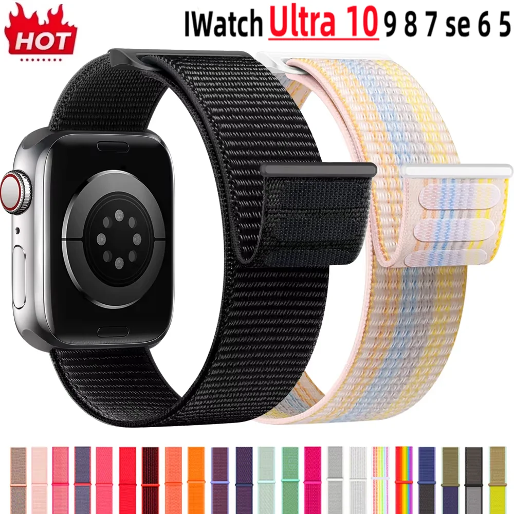 Nylon Loop Strap for Apple Watch Band 46mm 40mm 44mm 45mm 42mm 41mm 38mm Smart Belt Bracelet for IWatch Ultra 49mm 8/7/6/SE/5/4