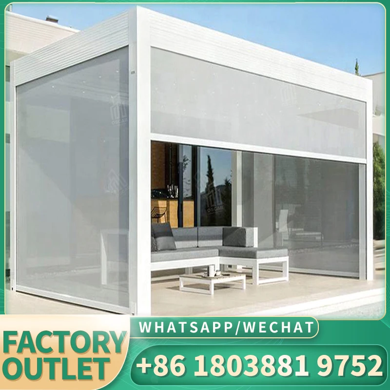 Customized Remote Control Switch Waterproof Rotating Louver Pergola Design Awning for sale