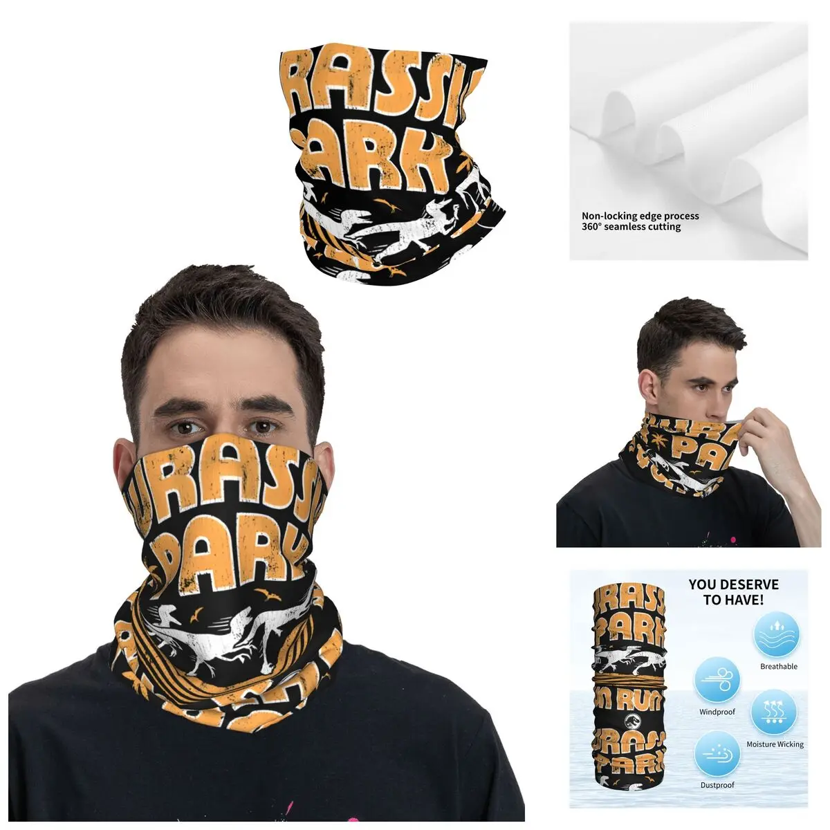 Fast And Furious Motocross Bandana Neck Gaiter Printed Jurassic Park Wrap Scarf Hiking Unisex Adult Winter