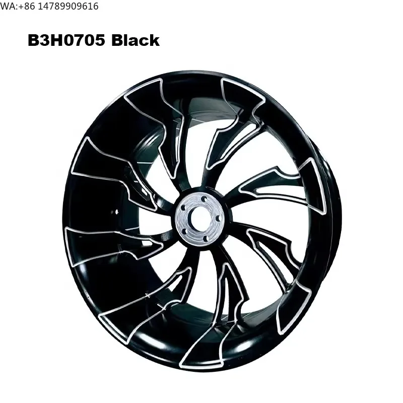 High-End Custom Motorcycle Rims Made In China2017 Travel Model 2018 Soft Tail Model Top Forged Aluminum T6 Anodized Black 3 Whee