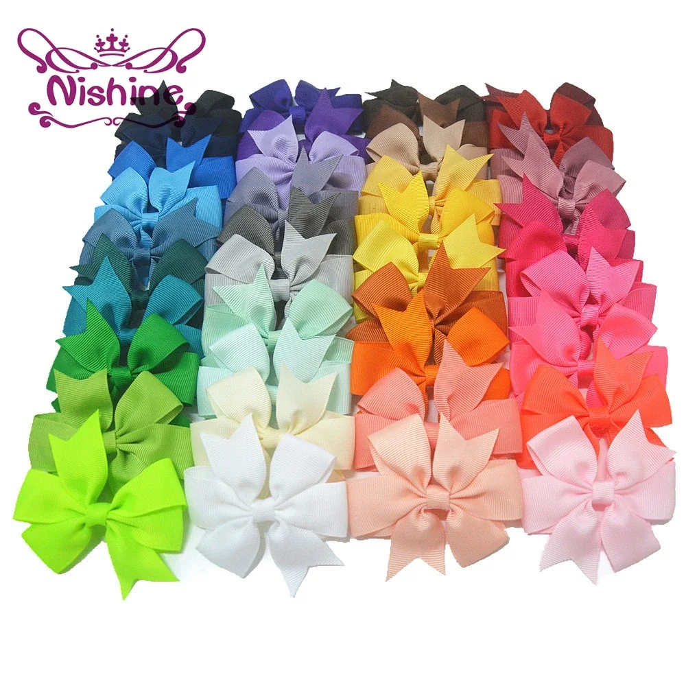 20pcs/lot Girls Ribbon Bow Clips Hairpins Alligator Metal Hair Bows Clip Headwear Children Hairbows Head Accessories