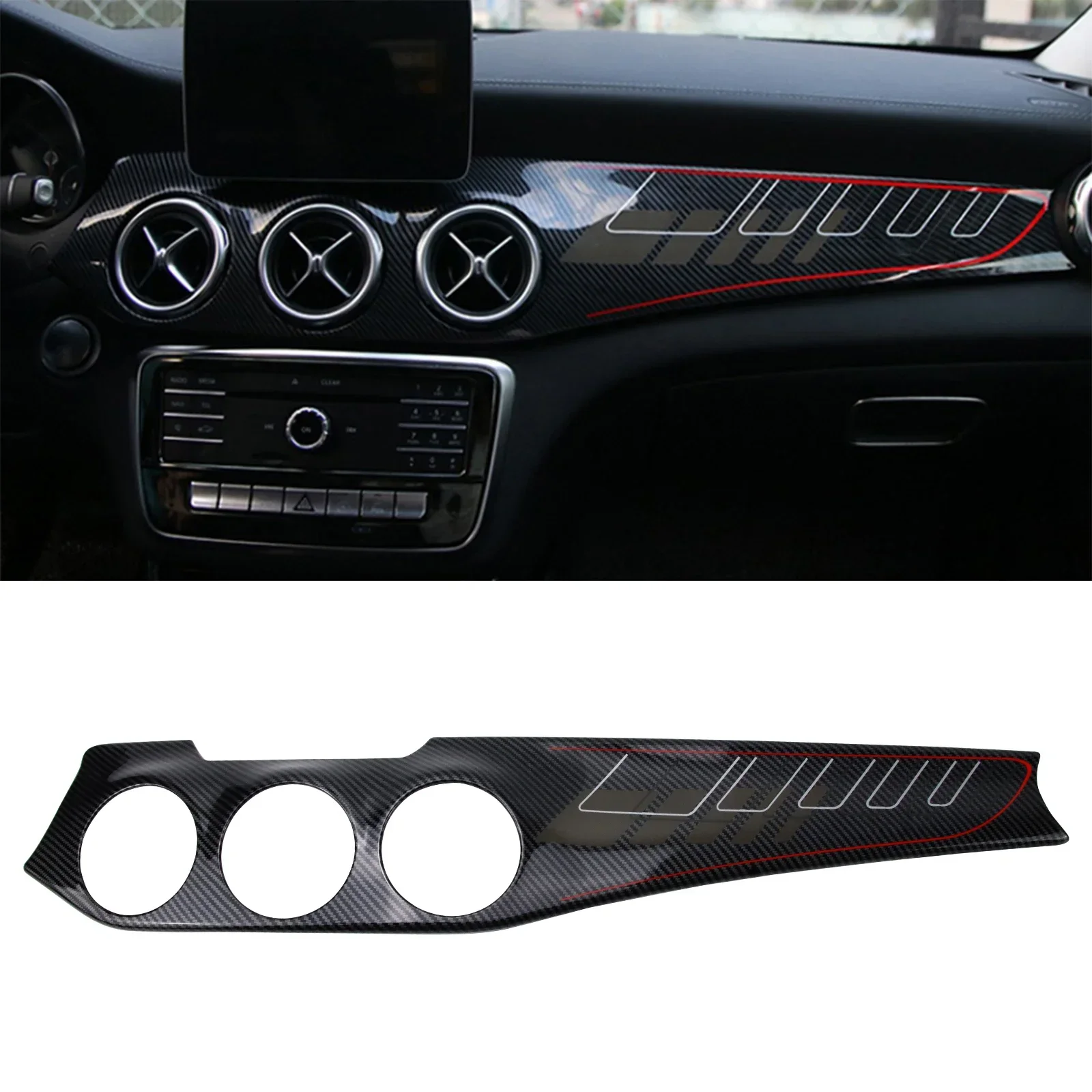 

ABS Carbon Fiber Dashboard Console Panel Trim Stickers For 2013-2017 Mercedes-Benz GLA CLA Air Outlet Instrument Trim Cover