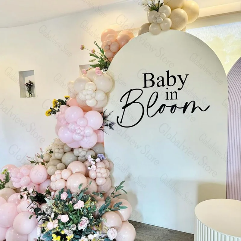 Baby In Bloom Vinyl Sticker Baby Shower Decorations Baby in bloom Backdrop Decal babyshower Party Background Decor