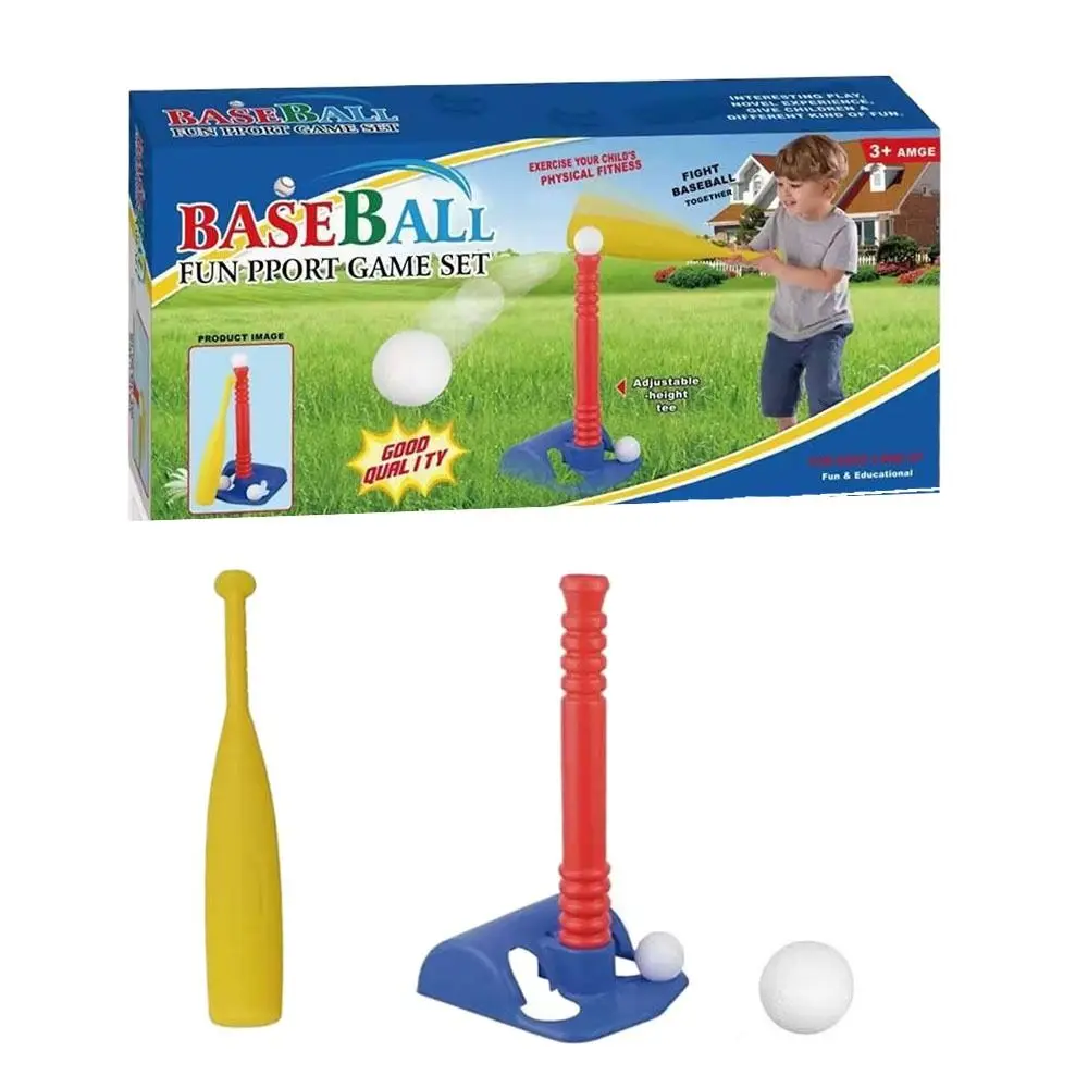 Con 2 palline Giocattoli da baseball Set di giochi sportivi portatili in plastica Facile da imparare Giocattoli interattivi genitore-figlio facili da imparare all'aperto