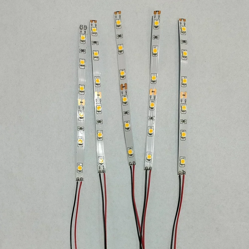 10pcs Pre Wired White Strip 6 Led LED Light Self-adhesive Flexible 12V~18V Perfect For Railway & Building Layout