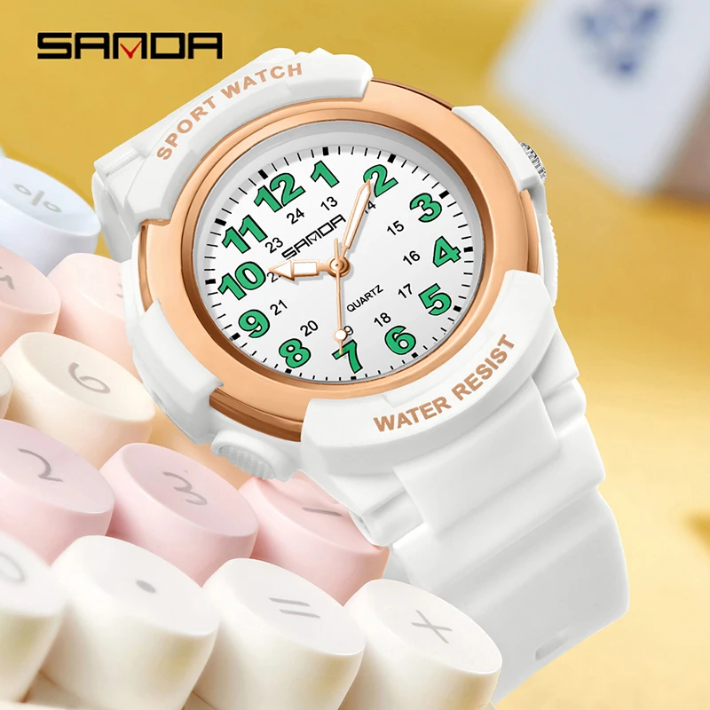 SANDA 6308 New Fashion Quartz Watches Students Outdoor Sports Luminous Waterproof Shockproof Casual Children's Watch reloj niño