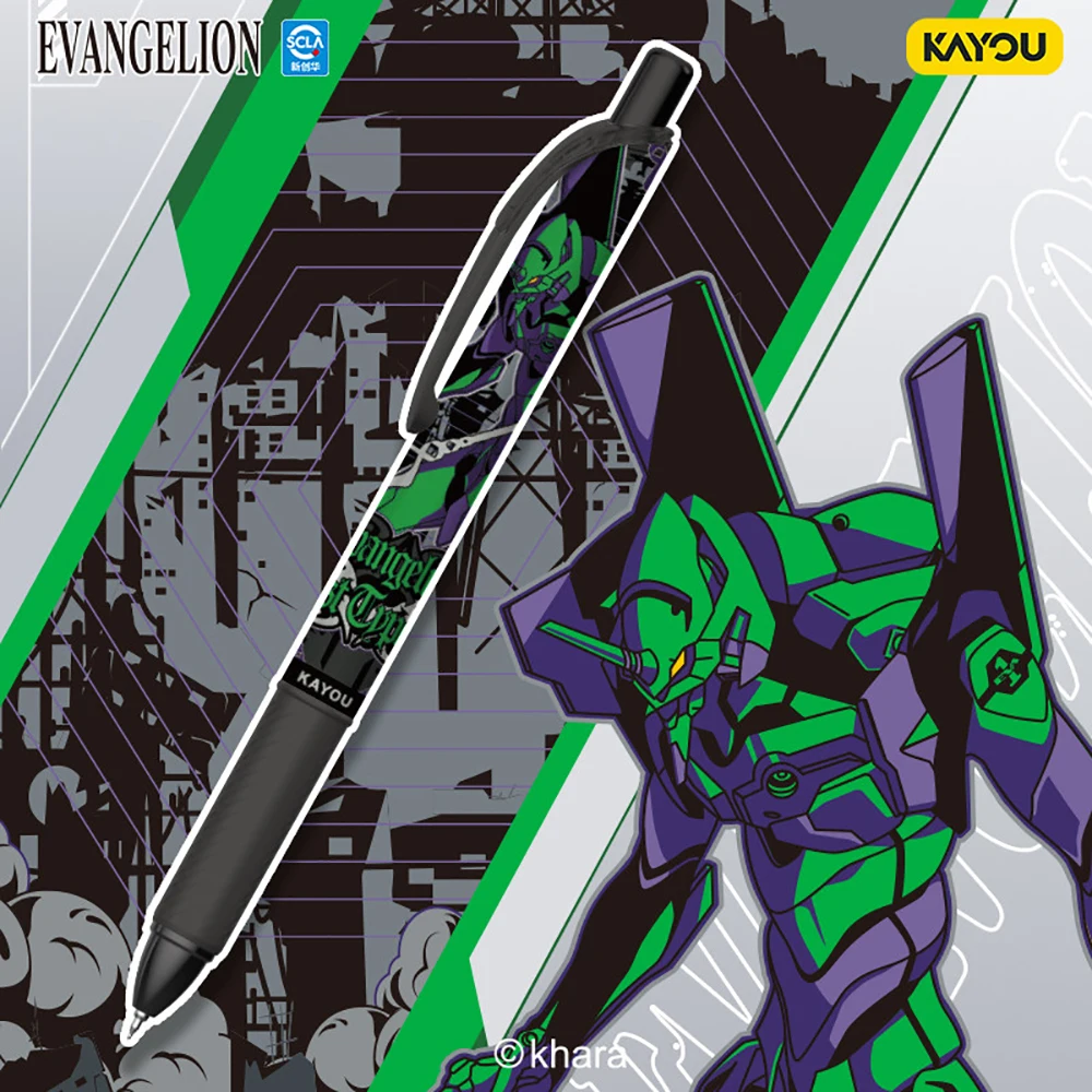 Caneta Gel de Secagem Rápida Kayou Genuine Neon Genesis Evangelion em Caixa Surpresa, Material de Escritório e Escolar, Suprimentos para Assinatura, Presentes Divertidos