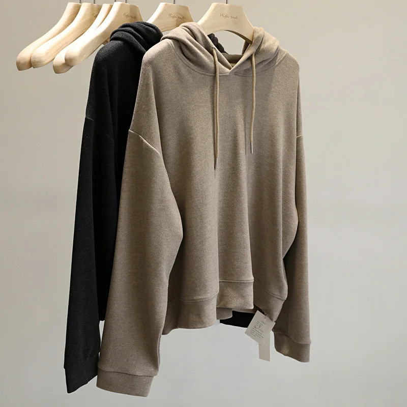 Soft Thick Plush Hooded Sweatshirt Ladies Daily All-match Comfortable Outfit