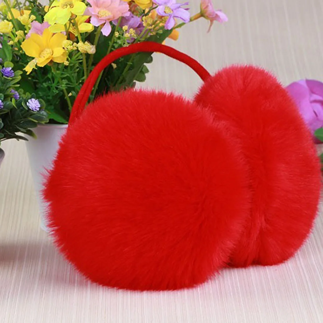 2023 Winter Faux Fur Earmuffs Solid Color Ear Warmer Plush Fuzzy Big Earmuffs Headband Women Thicken Plush Warm Ear Protector