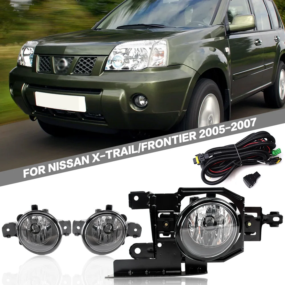 Front Bumper Fog Light Lamp Assembly Kit For Nissan X‑Trail Frontier 2005‑2007 12V Halogen Fog Lamp With Wiring Harness Switch