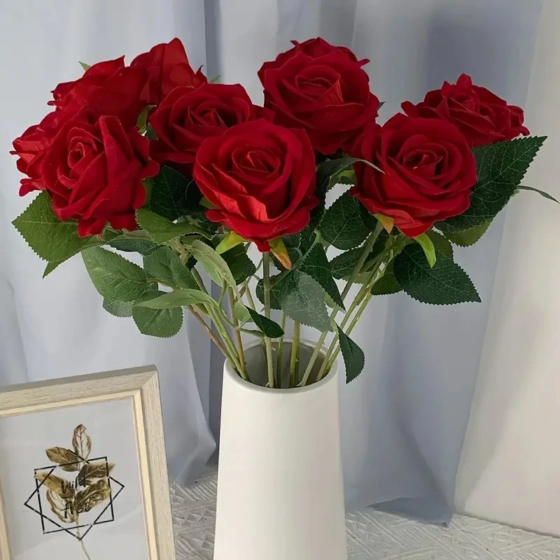 Roses Artificielles Blanches Exquises à sulfBranches, Fausses Poubelles pour Décorer le Mariage, le Bouquet de la Mariée de la Journée de Léon, 12