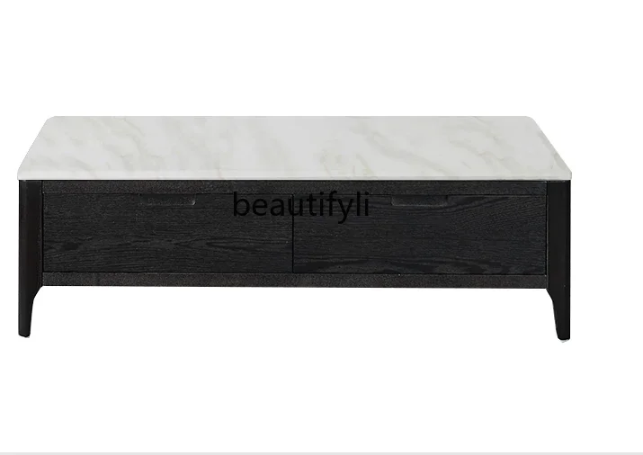 

Кофейный столик из массива дерева под мрамор для гостиной дома маленькой квартиры Современная Минималистичная каменная тарелка Новый стол