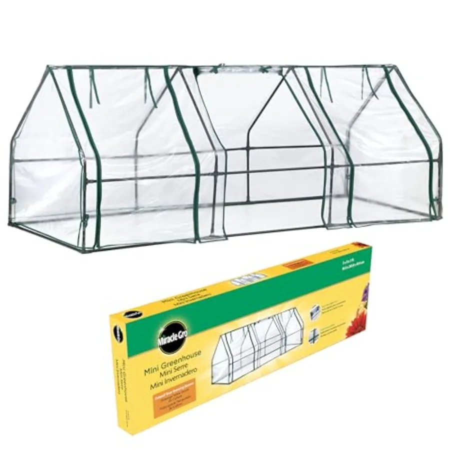 

Miracle-GRO Mini Greenhouse 3 x 8 x 3 Outdoor Mini Greenhouse Plant Tent All-Season Compact Plant Growth Accelerator with PVC C