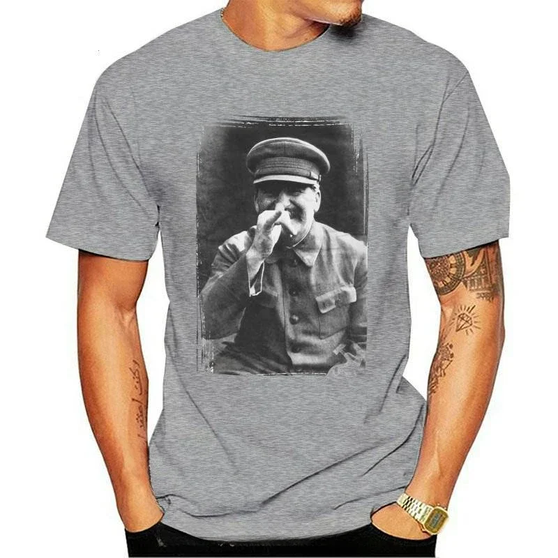 Plus Size Streetwear Casual Short Sleeve Round Neck Cotton Man Clothing Stalin Jokes T White Russia Josef USSR Cult GDR Lenin