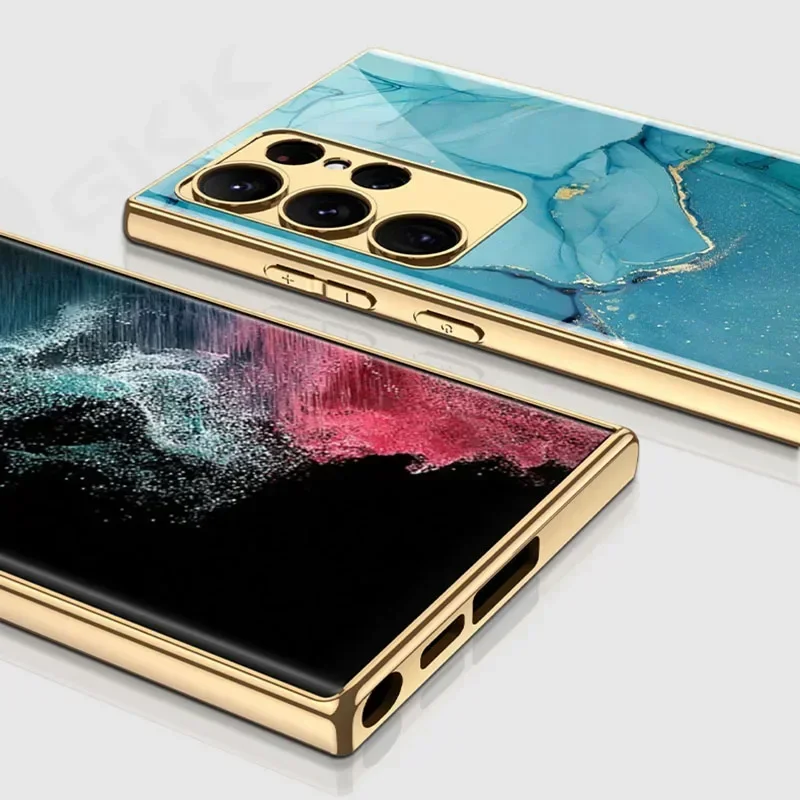 Malowane etui z hartowanego szkła do Samsunga Galaxy S24 Ultra, luksusowa powłoka, miękkie krawędzie, ochronne etui na Galaxy S24 Ultra. — zdjęcie 6