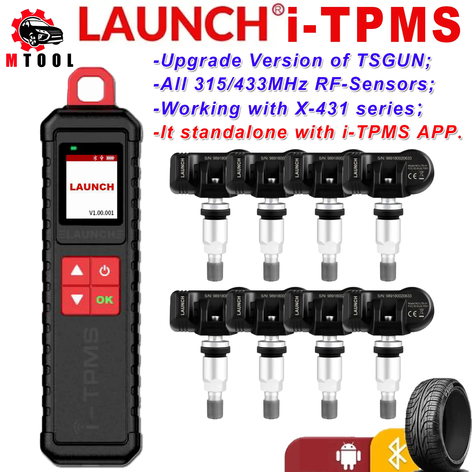 

Launch i-TPMS Tire With 315 / 433MHz RF Sensor Pressure Detector Upgrad of TSGUN for APP Launch X431 V V+ PRO3S+ Pro3 Pro5 PAD V