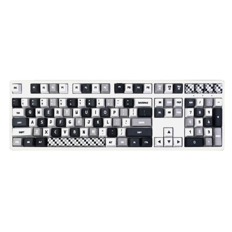 123Keys Full Set Keycaps Colorless Chessboard Theme Keycap OEM Black PBT 5-Side Sublimations X3UF