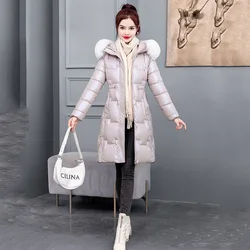 2023 New cotton coat, bright face, down cotton coat, women's long cotton-padded jacket, women's slim and thick cotton coat