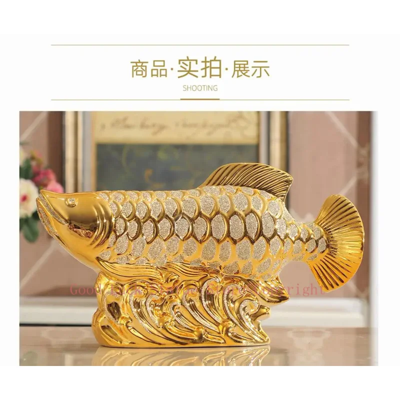 

TOP COOL HOME OFFICE Company SHOP Talisman Money Drawing fortune Arowana Golden Fish FENG SHUI GOOD LUCK Decorative statue