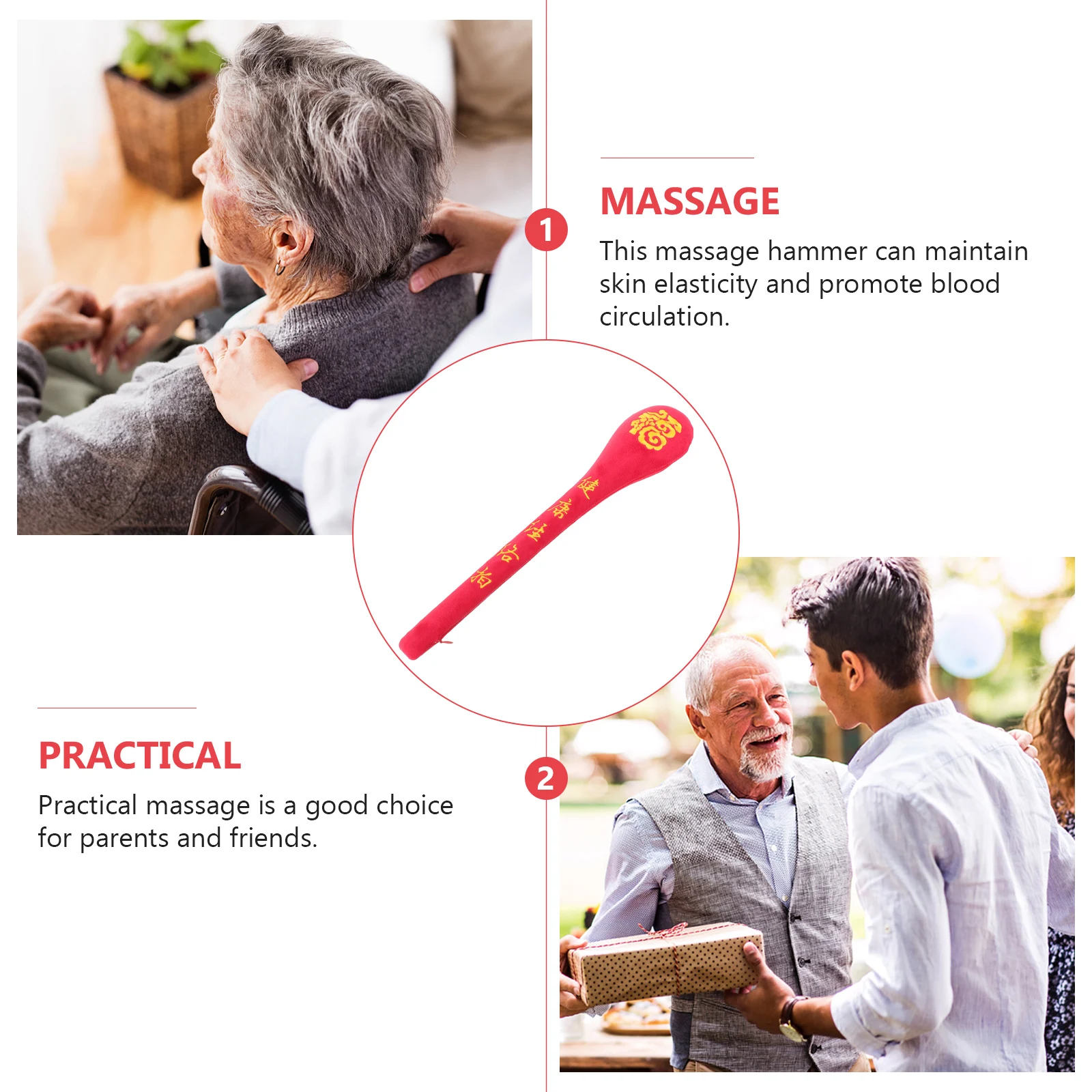 

Portable Muscle Massage Stick Flannel Red Back Neck Shoulder Pain Relief Comfortable Handheld for Recovery and Relaxation
