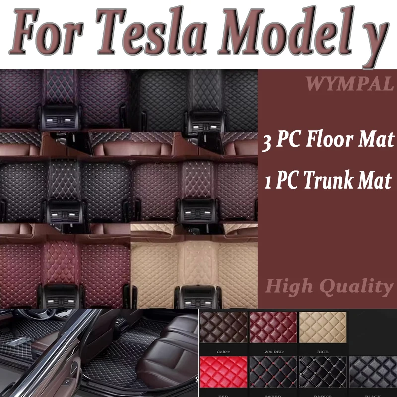 

Роскошный индивидуальный автомобильный коврик из искусственной кожи для Tesla Model y 2022 2023, защитный аксессуар для салона вашего автомобиля