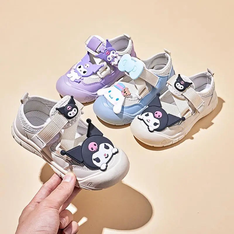 Sanrios Anime Kuromi sandały sportowe buty z siatką Cinnamoroll Kawaii Cartoon trampki letnie śliczne przeciwpoślizgowe obuwie dziewczyna Gif