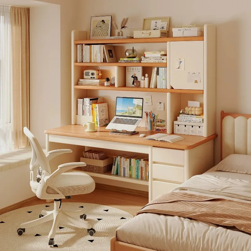 Wall Mount Integrated Desk with Bookcase, Household Computer Writing Table for Bedroom Study and Office