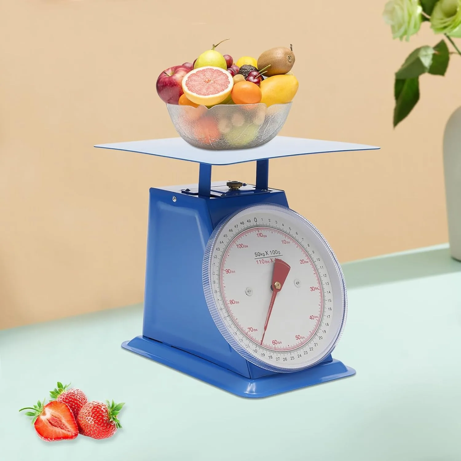 Food Scale, Industrial Dial Scale, with Iron Platform, Mechanical Spring Scale for Supermarkets, Food Markets, Snack Shops