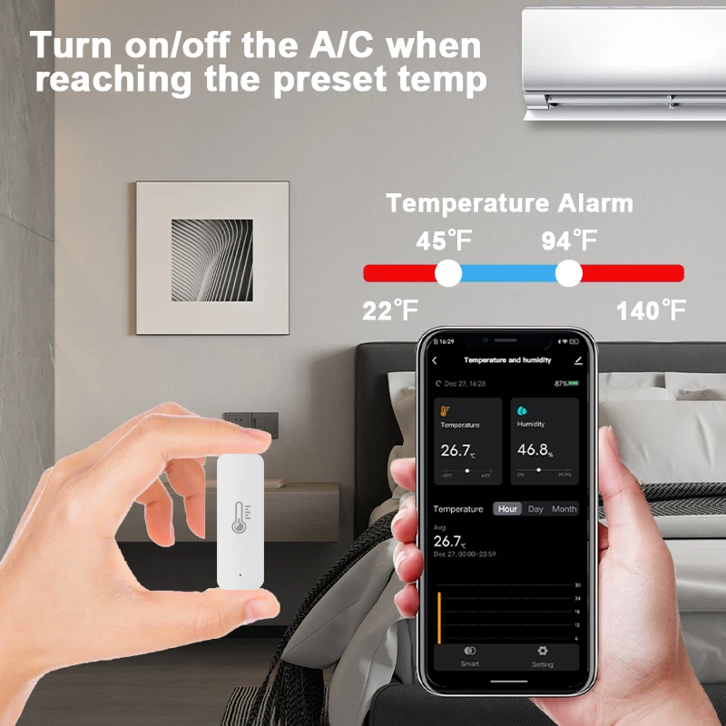 Tuya ZigBee ℃ /℉ Switch Temperature Humidity Sensor App Automation Scene Linkage Thermometer Detector Alexa Google Home Voice