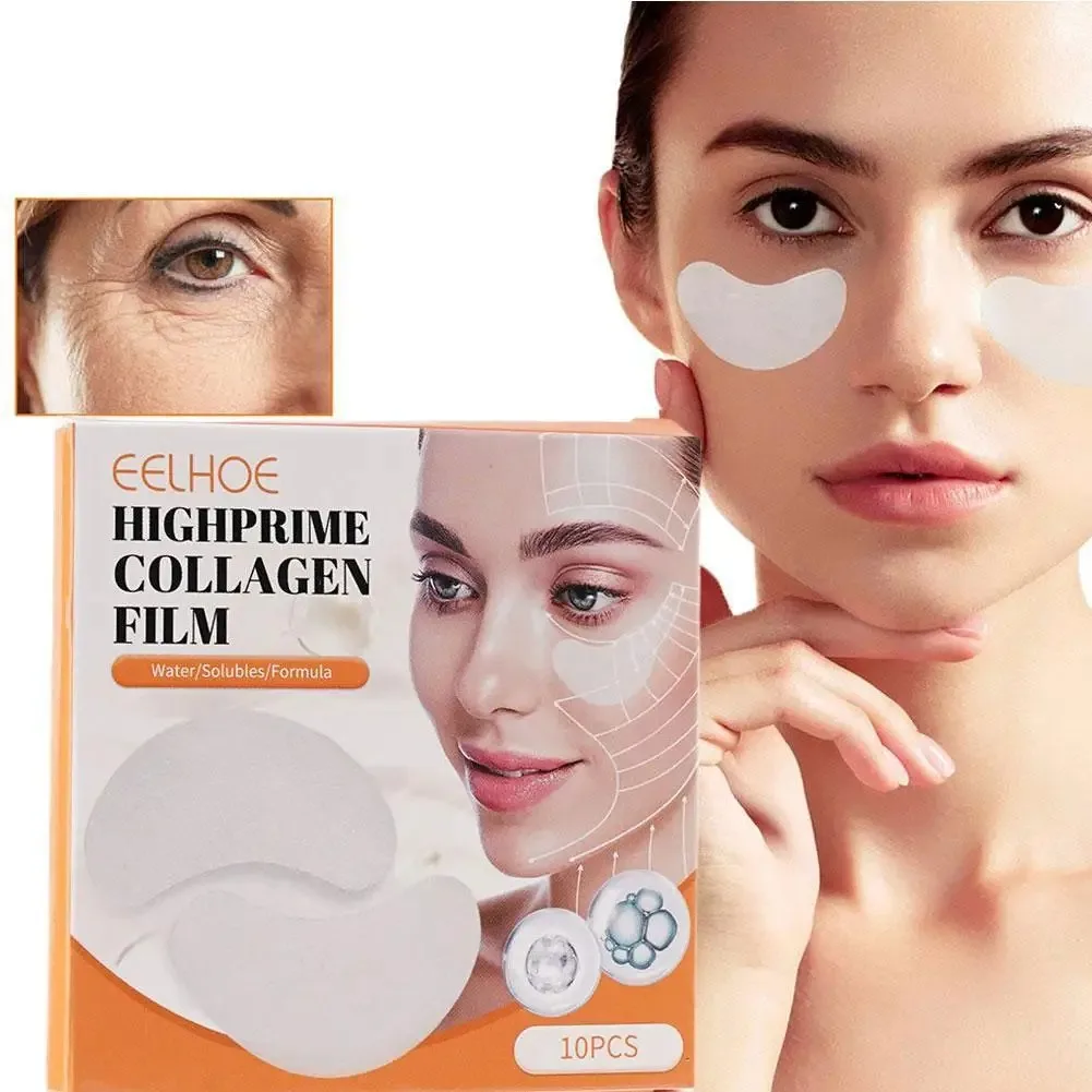 

5pairs Collagen Soluble Film Eye Zone Mask Vitamin Patches Hyaluronic Acid Moisturizing Firming Face Dark Circles Skin Care