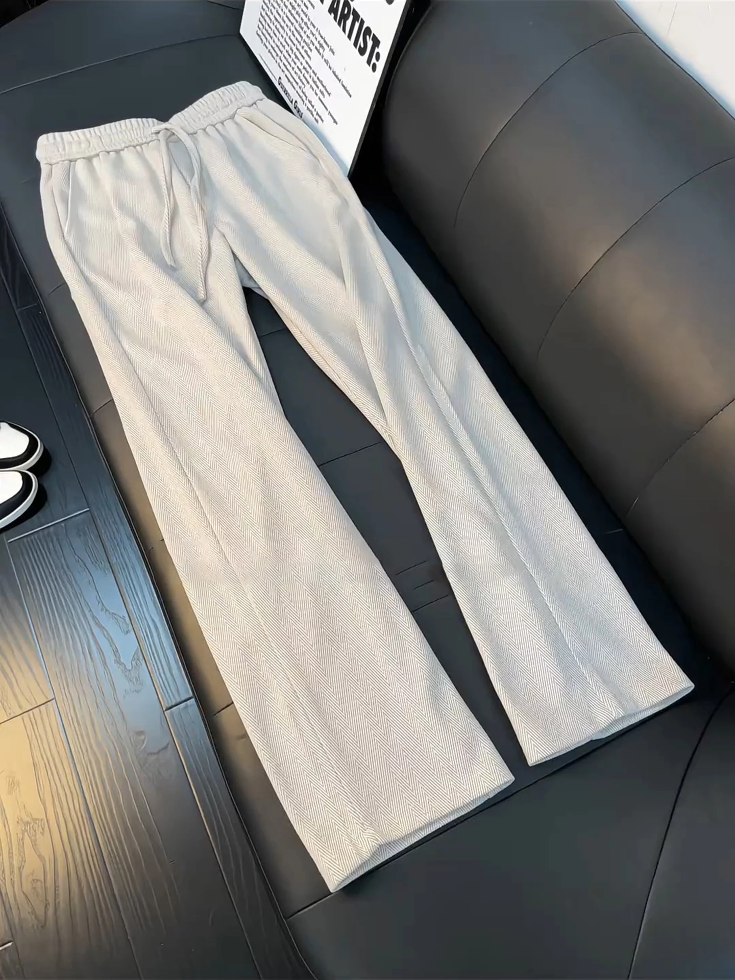 Casual Khaki Men's Summer Retro American Sport Pants Wide Leg Straight Leg Loose Fit Trousers Fashionable Youthful Style