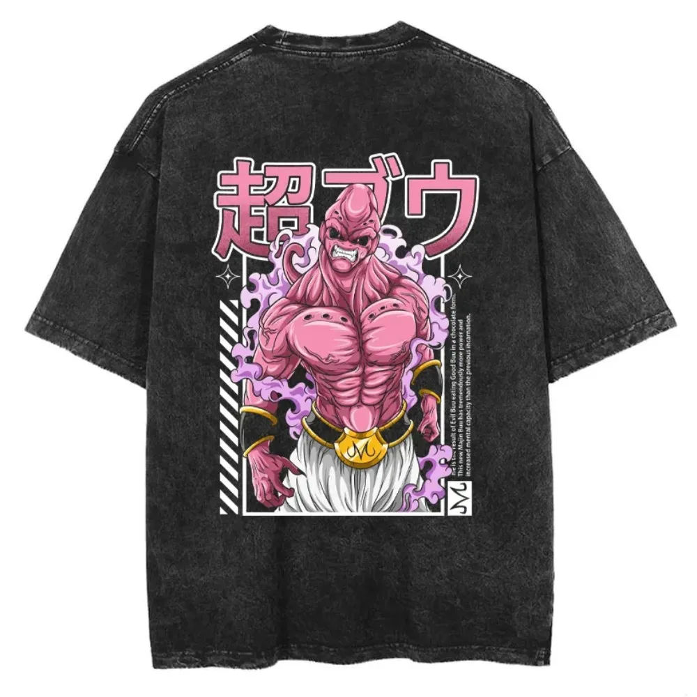 Dragon Ball Men's and Women's Washed T-Shirt Master Roshi Son Goku Summer Spring Anime Cotton Tee Retro Distressed Short Sleeve - view 5