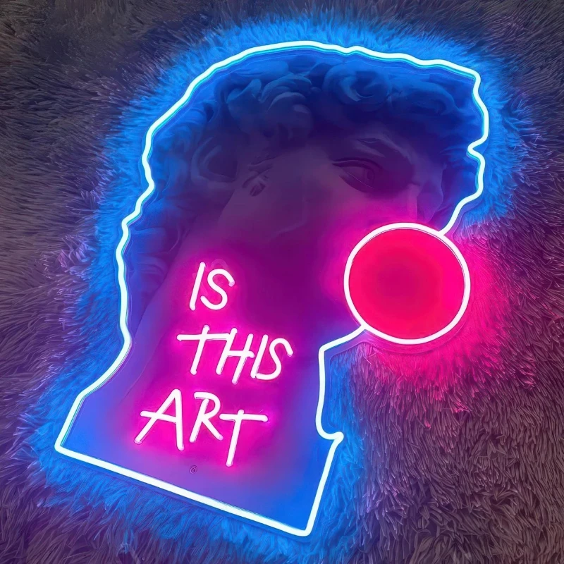 IS THIS ART Neon Sign,UV Print LED Neon Light for Wall Decor,USB Dimmable LED Signs for Bedroom,Party Bar Background Decorations
