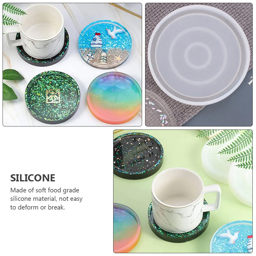 

4Pcs Round Silicone Coaster Mold DIY Cup Mat Silicone Mold for Epoxy Resin Crafting Custom Resin Art Handmade Coaster Making