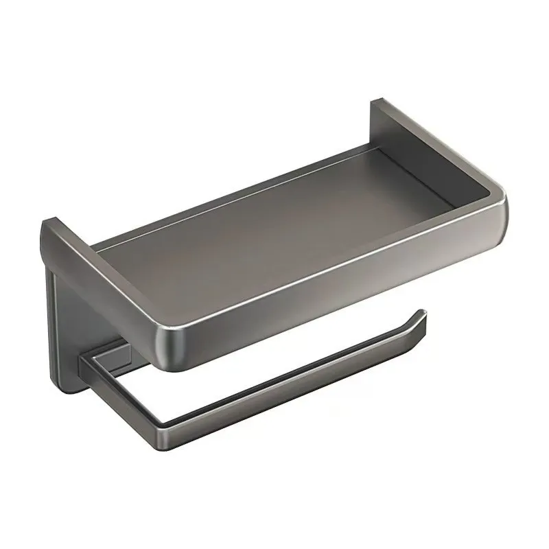 

【FITTING】Aluminum Toilet Paper Holder With Shelf, No-Drill Installation, Multi-Color Options