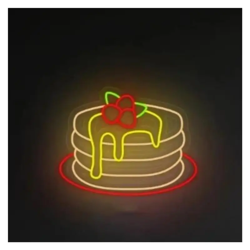 Pancakes Neon Signs Bakery Shop Lights USB Powered Dimmable Suitable For Cafe Restaurant Decor 25cmx33cm