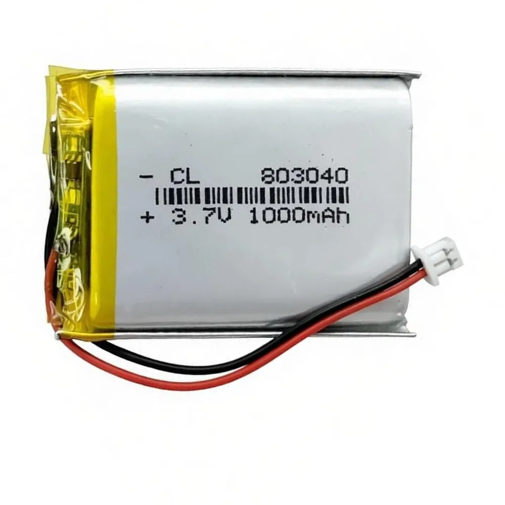 803040 3.7V 1000mAh With JST 1.25mm 2P Plug Lithium Polymer Battery For MP3/4/5 DVD GPS VR DVR Player Navigator Speaker Electric