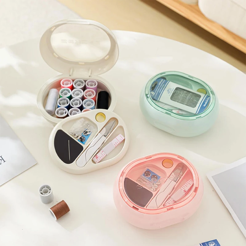 

Magnetic Needle Thread Box Complete Sewing Kits with Threads Needles Scissors Tape Measure Buttons for Portable Household Sewing