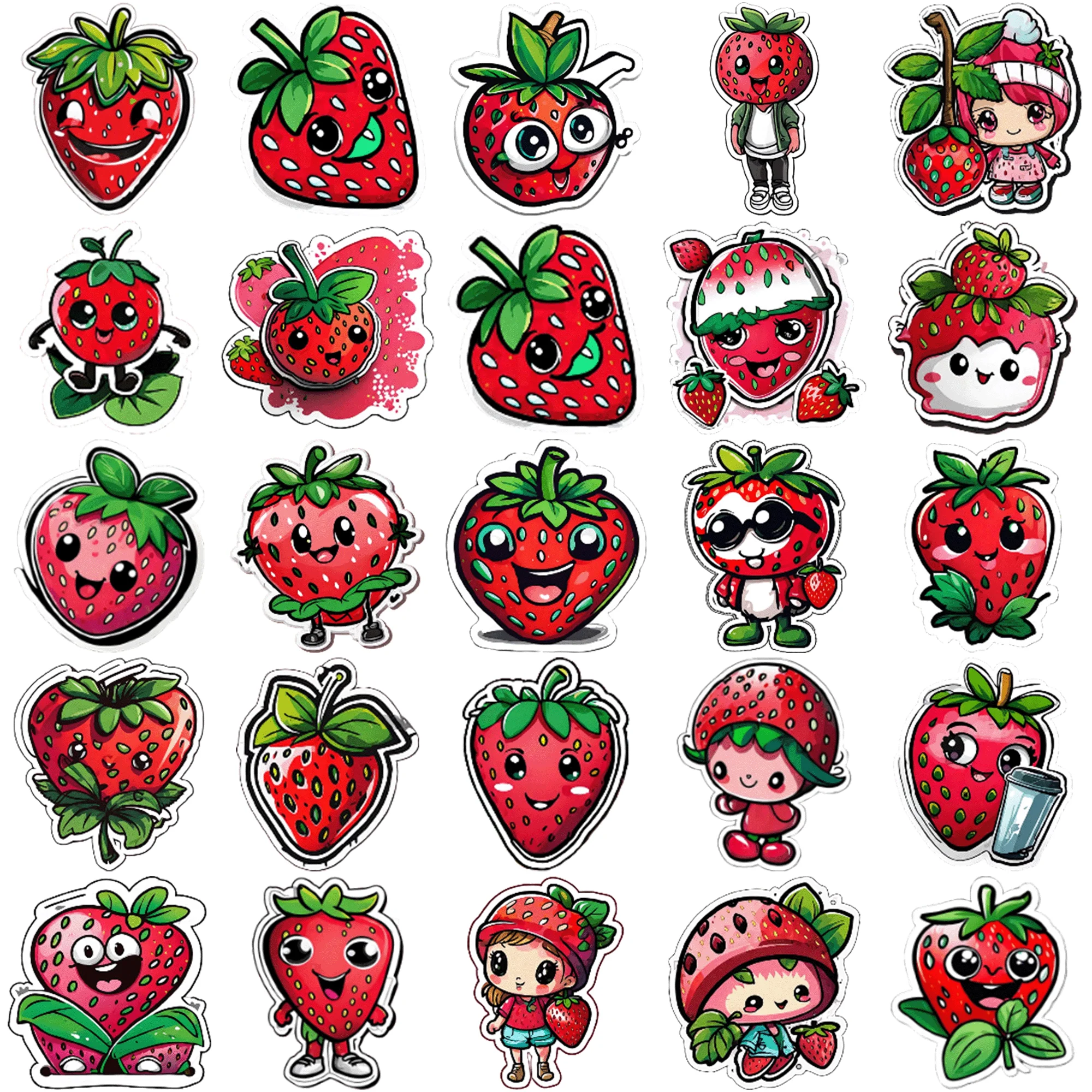 

50 pieces of cute strawberry graffiti stickers Express Your Creativity with 50 Pieces of Colorful Stickers