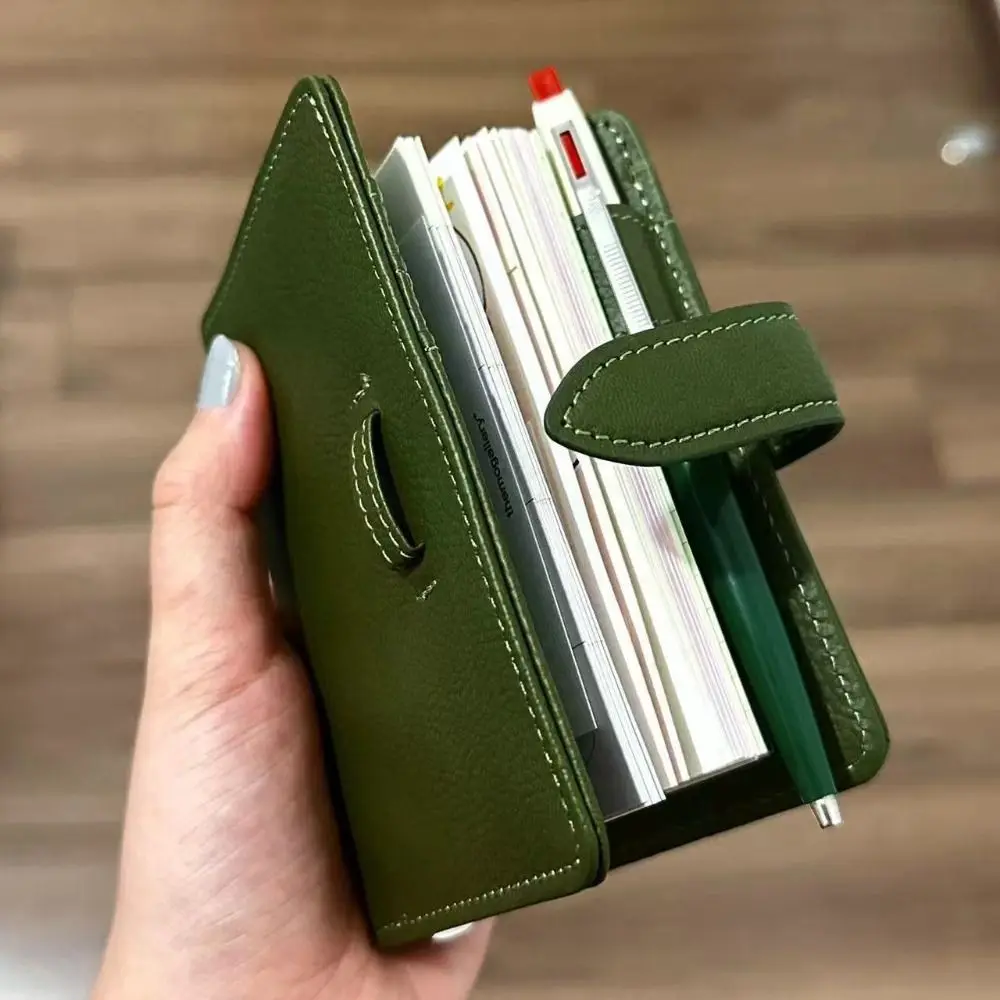 New M5 Green Leather Notebooks Portable Thickened Hand Ledgers Blank Inner Page Loose Leaf Notebook