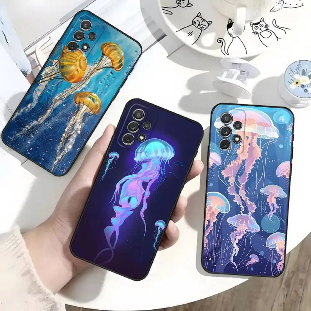 

Marine Life Ocean Jellyfish Phone Case For Samsung S25,S24,S21,S22,S23,S30,Ultra,S20,Plus,Fe,Lite,Note,10 Black Soft Shell