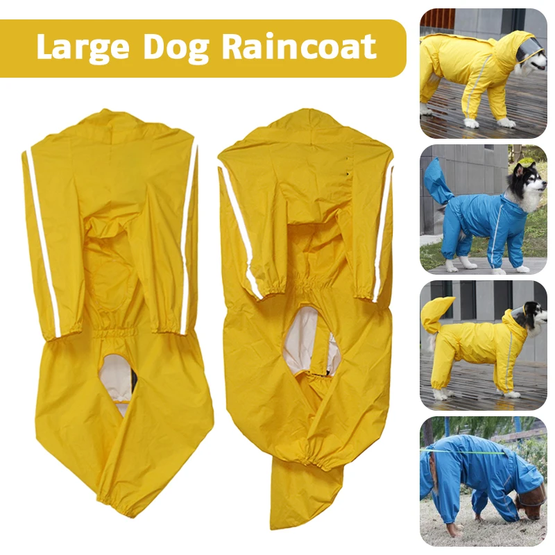 

Pet Raincoat Dog Raincoat with Hooded Adjustable Waterproof Dog Poncho All-Inclusive Large Dog Rain Jacket for Medium Dogs