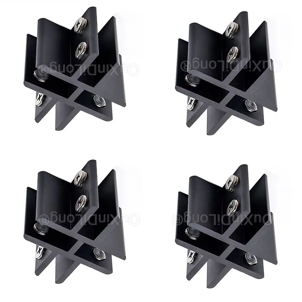 

Черные 4 шт., зажимы для стекла из алюминиевого сплава, 4 направления, регулируемые крестообразные кронштейны для стеклянных полок, разъемы для 6 ~ 12 мм