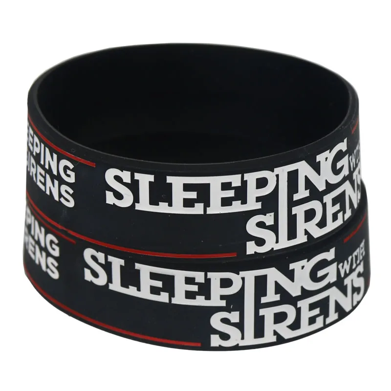 1PC SLEEPING WITH SIRENS Rock Style Band Silicone Wristbands for Music Fans Wide Black Bracelets&Bangles Jewelry Gifts SH197