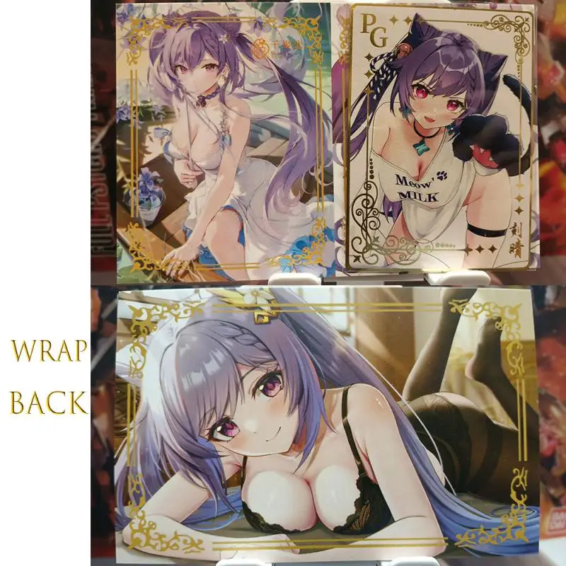 Anime Goddess Story DIY ACG Metal Laser Card Hu Tao Keqing Yelan Toys for boys Collectible Cards Christmas Birthday Present