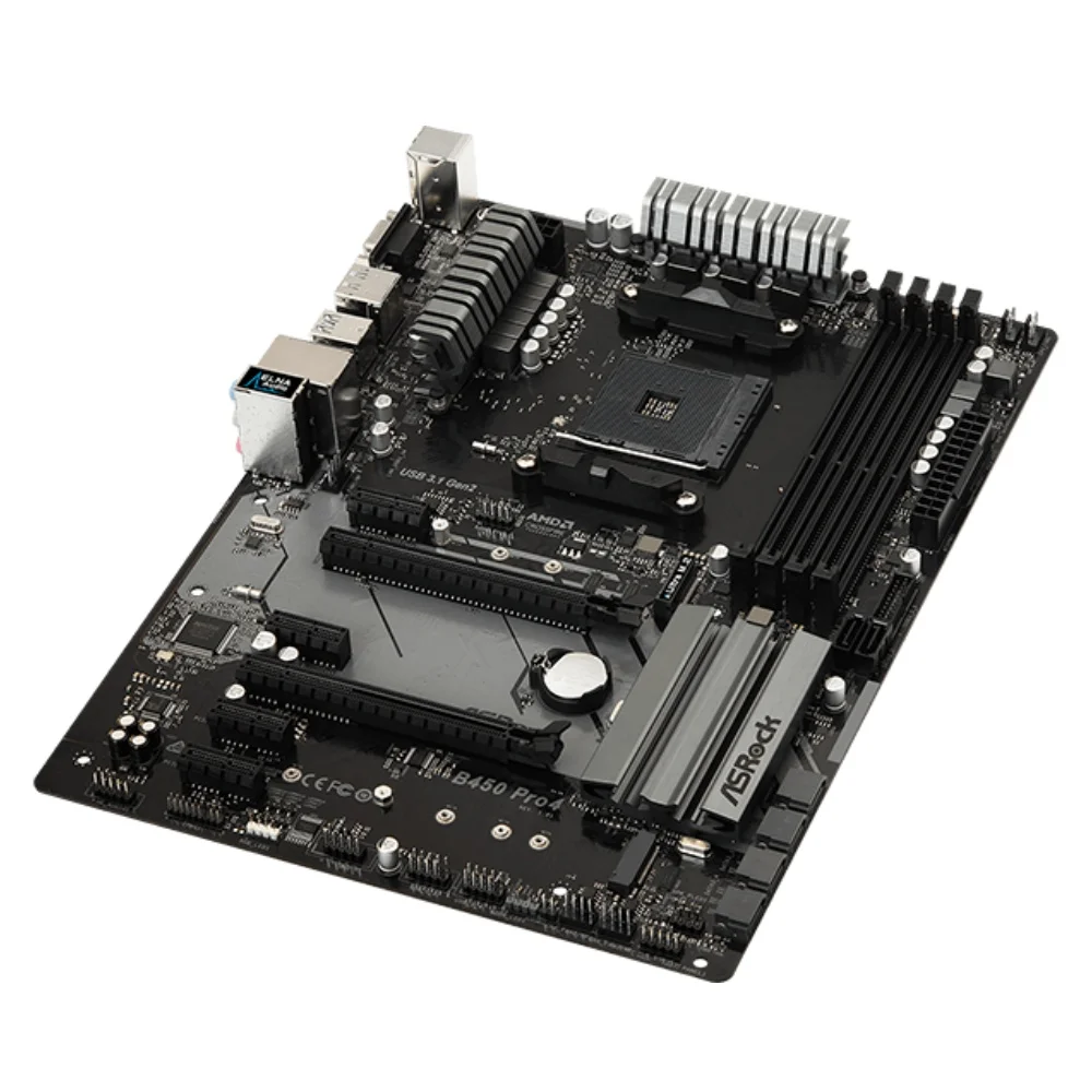 Płyta główna ASRock B450 PRO4 AMD B450 DDR4 Pamięć AM4 Płyta główna M.2 NVME ATX (obsługuje procesor Ryzen 5 5600G R7 5700X3D 5800X)