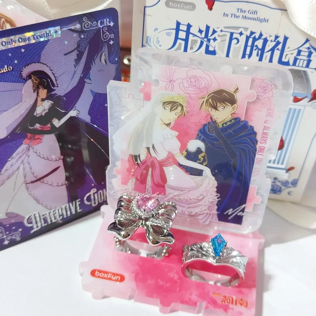 

Authentic Detective Conan Ring Blind Box The Gift In The Moonlight Series Kaito Kid Ran Mouri Haibara Ai Anime Jewelry Gift