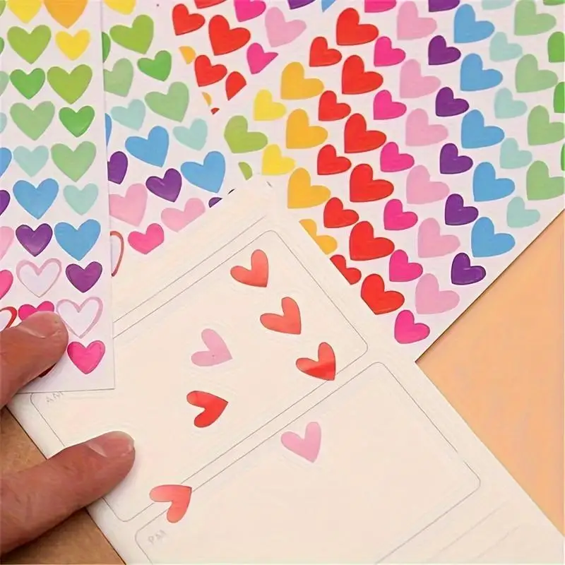 18 sheets, 18 Sheets Colorful Heart, Star, and Dot Stickers for Scrapbooking and Crafts (1512 Count, Glossy Finish, Single Use)