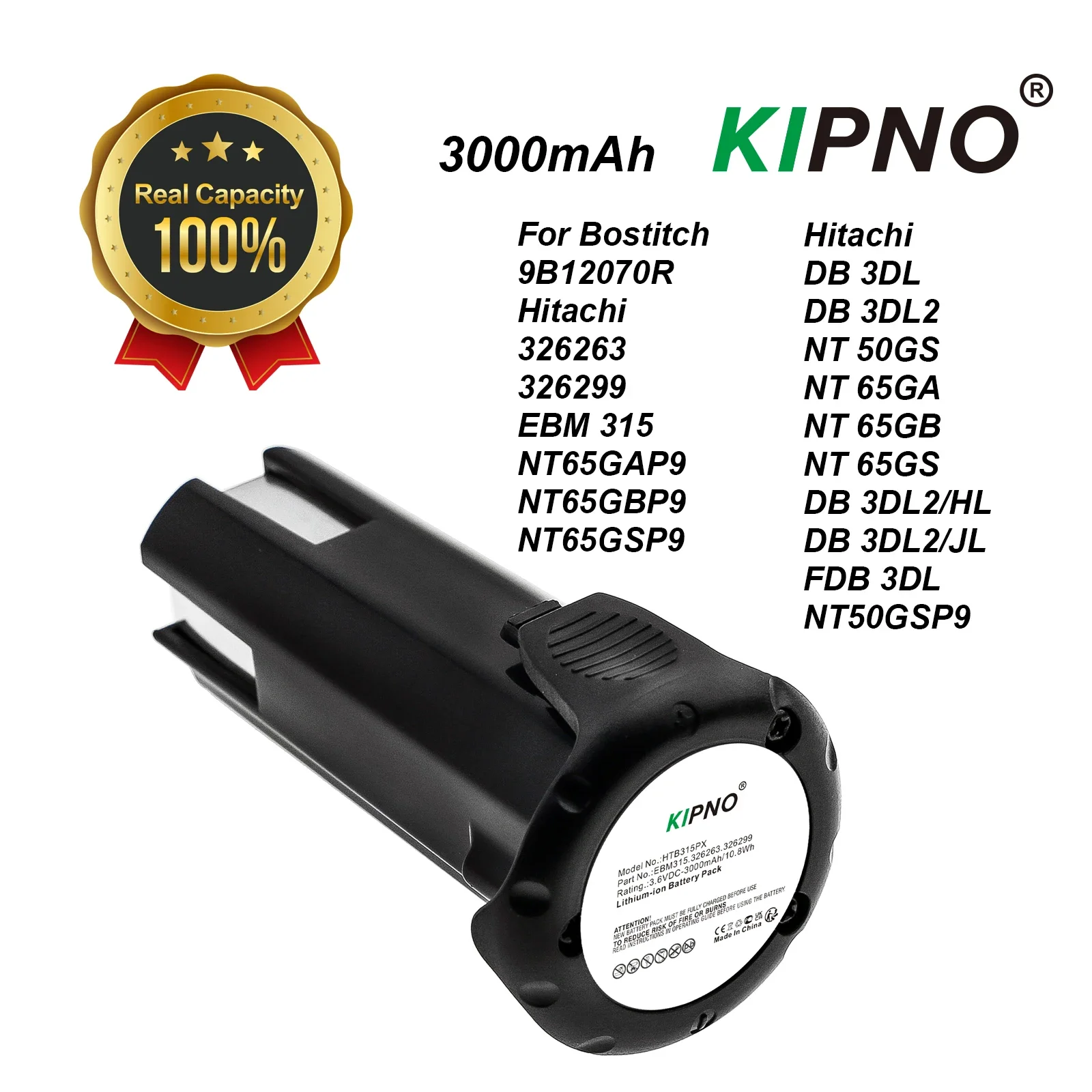 KIPNO 3000mAh Li-ion Replacement Batteries for HITACHI HIT EBM315 EMB315 326299 326263 Rechargeable Battery Power Tool