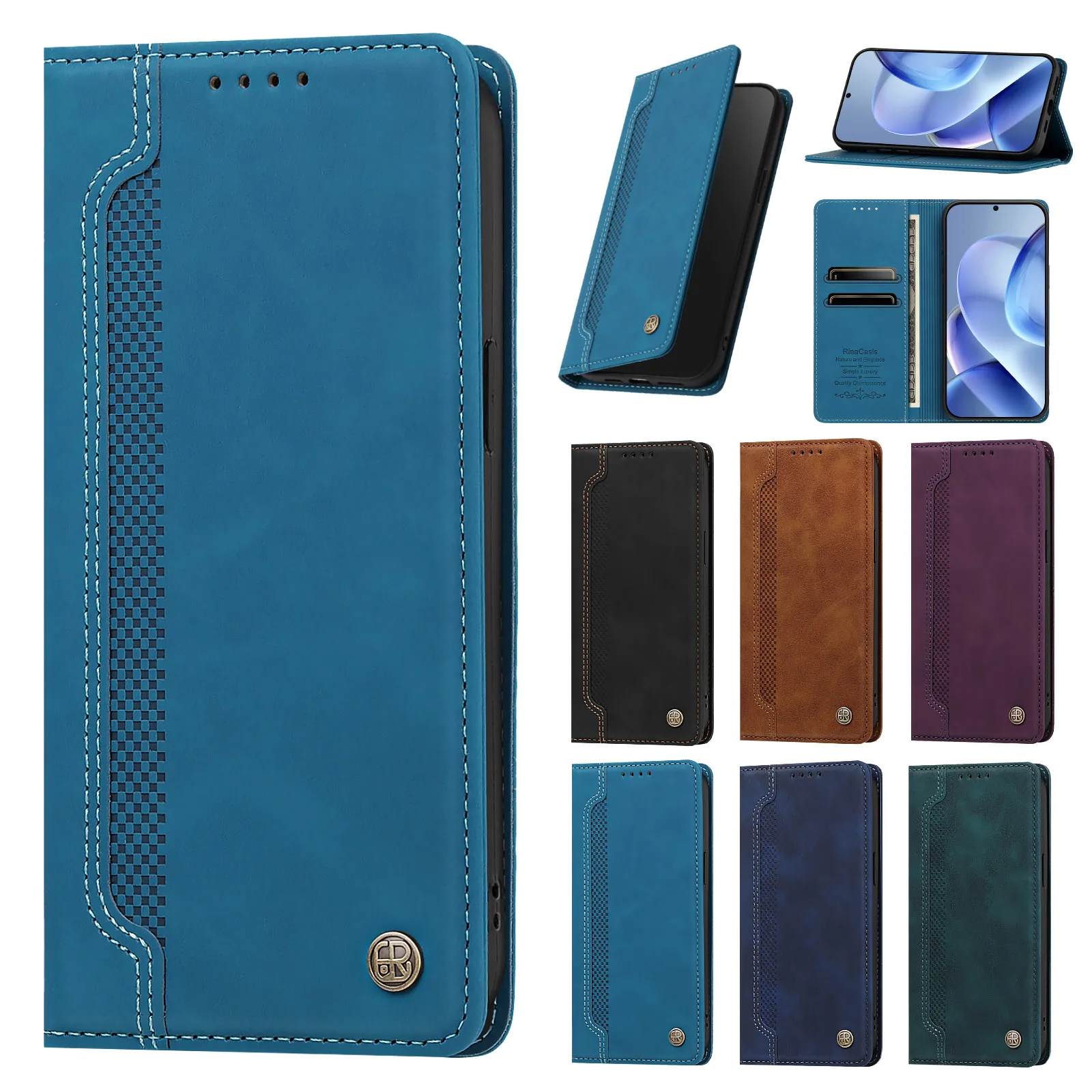 Ultra thin Flip Leather Case for ZTE Blade V80 Vita V70 Pro V60 V50 V40S Axon 60 Lite 40 SE Magnetic Closed Wallet 2 Cards Cover view 3